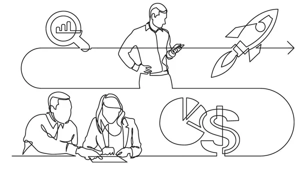 Conceito Negócio Desenho Linha Contínua Ilustração Processo Trabalho Formato Vetorial —  Vetores de Stock