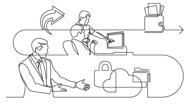 Geschäftskonzept Kontinuierliche Linienzeichnung Illustration Des Arbeitsprozesses Vektorformat — Stockvektor