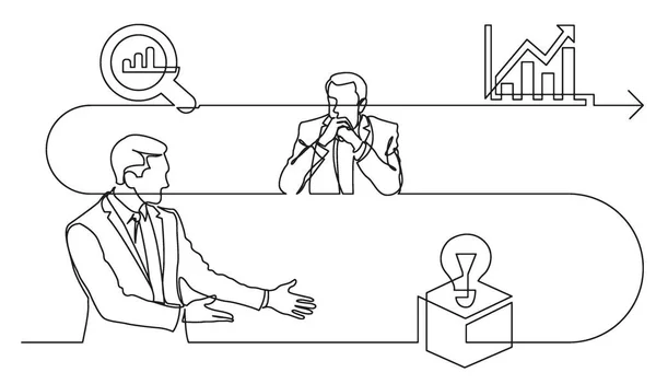 Concepto Negocio Línea Continua Dibujo Ilustración Del Proceso Trabajo Formato — Archivo Imágenes Vectoriales