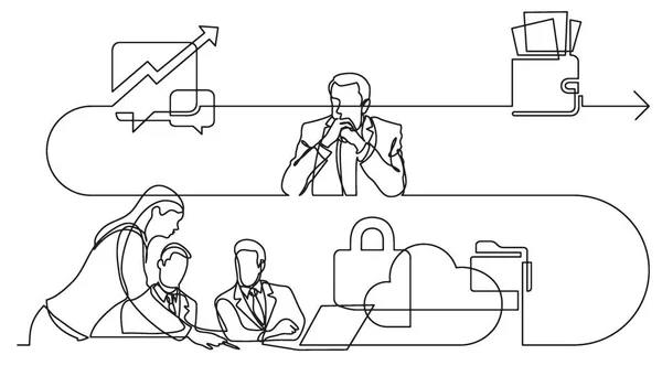 Conceito Negócio Desenho Linha Contínua Ilustração Processo Trabalho Formato Vetorial — Vetor de Stock