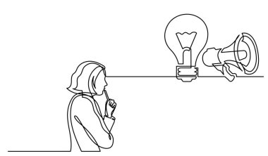 Çözüm bulmakta zorlanan bir kadın çizimi