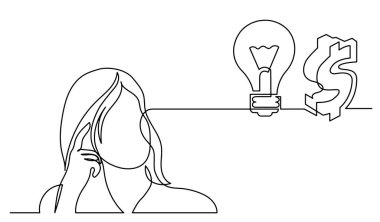 Çözüm bulmakta zorlanan bir kadın çizimi