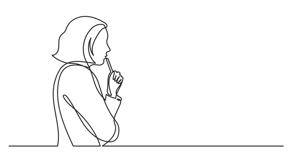 Vector Illustration One Line Drawing Person Thinking New Ideas Creativity — 스톡 벡터