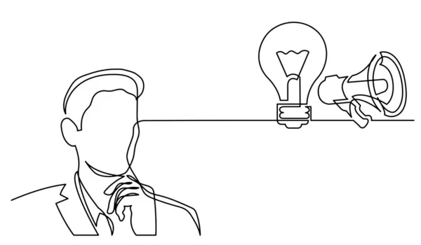 Dibujo Una Línea Persona Que Piensa Resolver Problemas Encontrar Soluciones — Archivo Imágenes Vectoriales