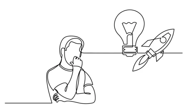 Desenho Uma Linha Pessoa Pensando Resolver Problemas Encontrar Soluções —  Vetores de Stock