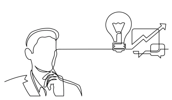 Desenho Uma Linha Pessoa Pensando Resolver Problemas Encontrar Soluções —  Vetores de Stock