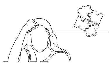 Çözüm bulmakta zorlanan bir kadın çizimi