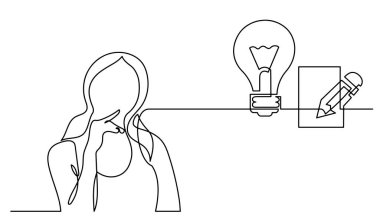 Çözüm bulmakta zorlanan bir kadın çizimi