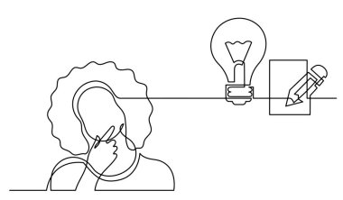 Çözüm bulmakta zorlanan bir kadın çizimi