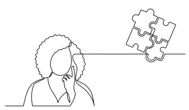 Çözüm bulmakta zorlanan bir kadın çizimi