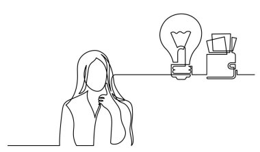 Çözüm bulmakta zorlanan bir kadın çizimi