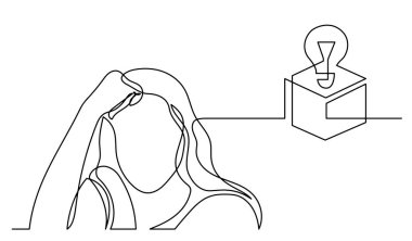 Çözüm bulmakta zorlanan bir kadın çizimi