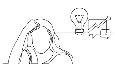 Çözüm bulmakta zorlanan bir kadın çizimi