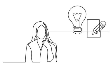 Çözüm bulmakta zorlanan bir kadın çizimi