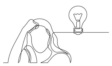 Çözüm bulmakta zorlanan bir kadın çizimi