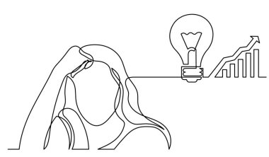 Çözüm bulmakta zorlanan bir kadın çizimi