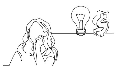 Çözüm bulmakta zorlanan bir kadın çizimi