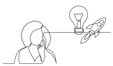 Çözüm bulmakta zorlanan bir kadın çizimi