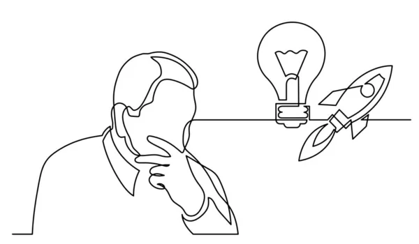 Desenho Uma Linha Pessoa Pensando Resolver Problemas Encontrar Soluções — Vetor de Stock