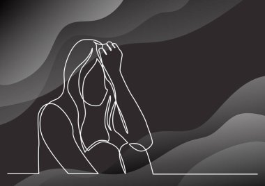 umutsuzluk içinde bağımlısı kadın sürekli çizgi çizme