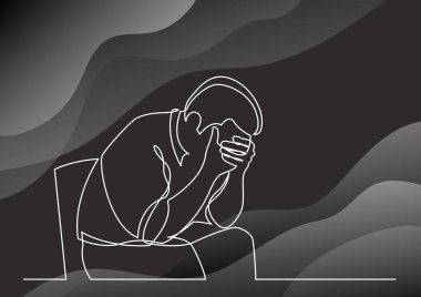 depresif adam sandalyede oturuyor ve sürekli çizgi çizme