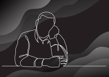 adam beyaz arka plan üzerinde hayal sürekli çizgi çizme