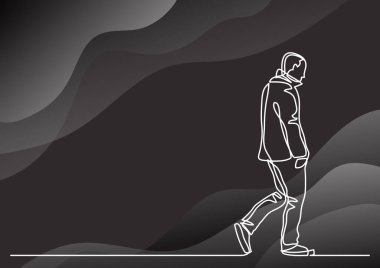 Yalnız yürüyen adamın sürekli çizgi çizme