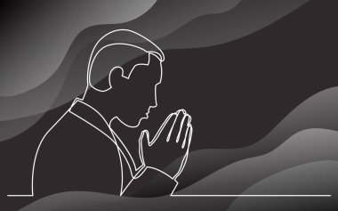 bir adam dua sürekli çizgi çizme