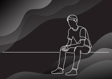 oturma gencin düşünme sürekli çizgi çizme