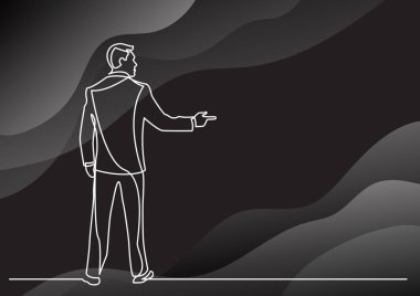 parmak işaret ayakta işadamı sürekli çizgi çizme