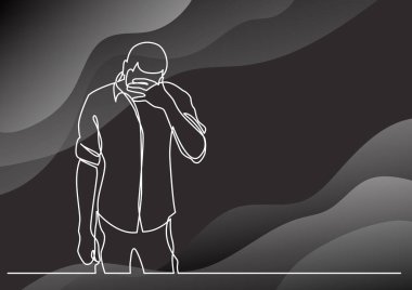 çaresizlik içinde duran adamın sürekli çizgi çizme