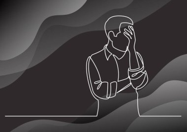 zor durumda üzgün adam sürekli çizgi çizme