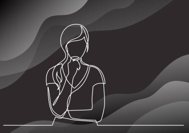 sürekli çizim için kadının düşünme karıştı