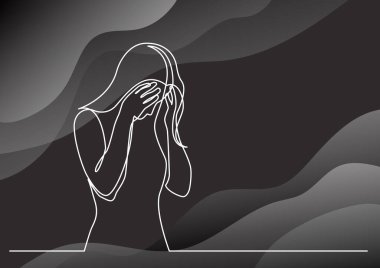 kadının yüzüne umutsuzluk gizleme sürekli çizgi çizme