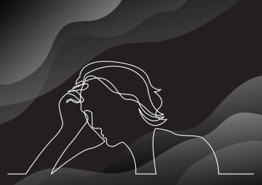 depresyon içinde kadın sürekli çizgi çizme