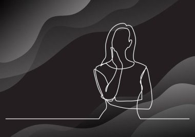 düşünme endişeli kadının sürekli çizgi çizme