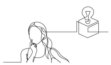 Çözüm bulmakta zorlanan bir kadın çizimi