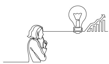 Çözüm bulmakta zorlanan bir kadın çizimi