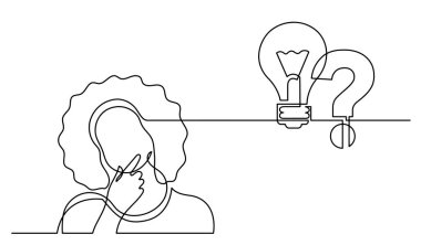 Çözüm bulmakta zorlanan bir kadın çizimi