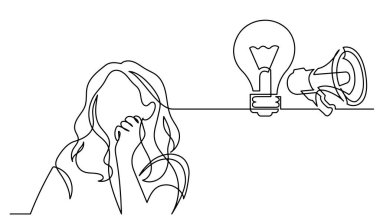 Çözüm bulmakta zorlanan bir kadın çizimi