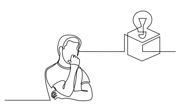 Desenho Uma Linha Pessoa Pensando Resolver Problemas Encontrar Soluções — Vetor de Stock