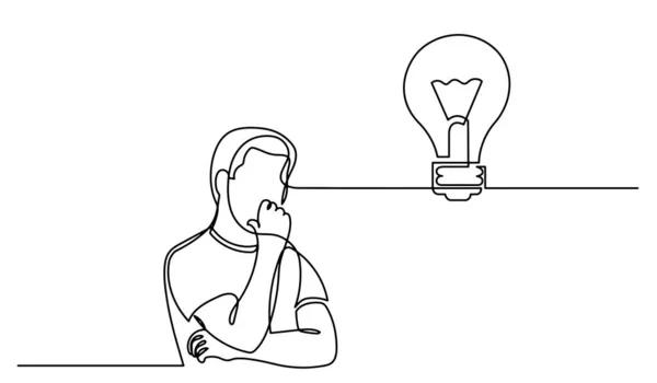 One Line Drawing Person Thinking Solving Problems Finding Solutions — 스톡 벡터