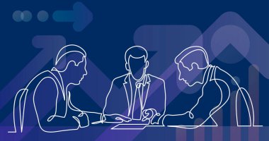 Üç işadamı sürekli sınır çizimi sırasında iş anlaşmasının detaylarını tartıştılar