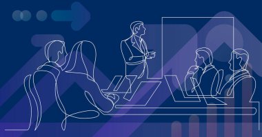 sunum sırasında takım toplantısı - bir çizgi çizme izlerken çalışma grubu