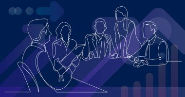 Grup iş toplantı sırasında - bir çizim için konuşmaya çalışmak