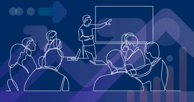 ekip üyesi iş ekibi fron iş planı açıklayan - tek satır çizim