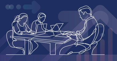 üç iş dizüstü bilgisayarlarda çalışan sürekli çizgi çizme