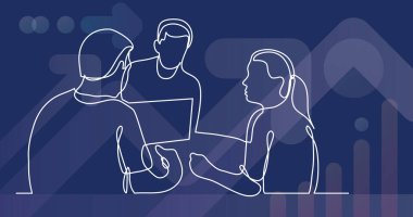 üç iş tartışırken sürekli çizgi çizme