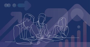 İş ortakları iş sözleşmesinin detaylarını tartışıyor - bir çizgi çizimi