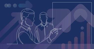 beyaz tahta üzerinde beyin fırtınası oturumu sırasında - bir çizim çizim iş arkadaşları